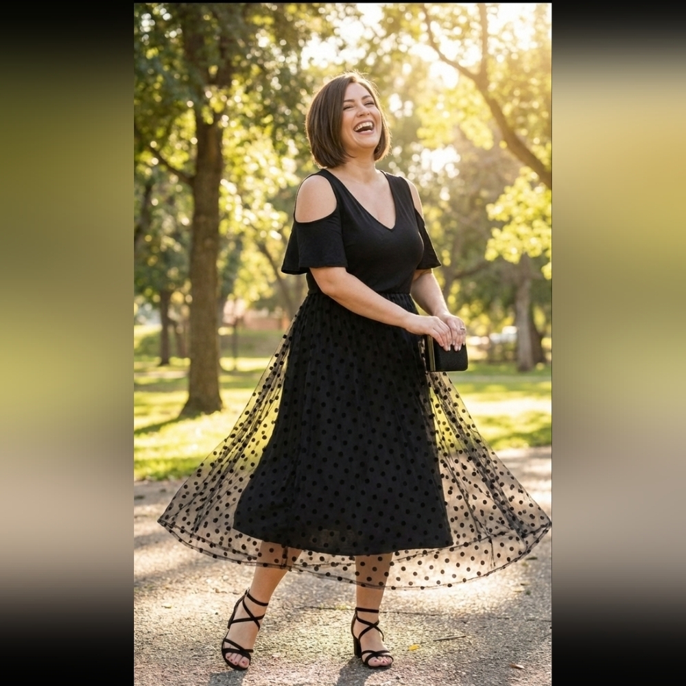 NWT BloomChic black polka dot dress 10/M